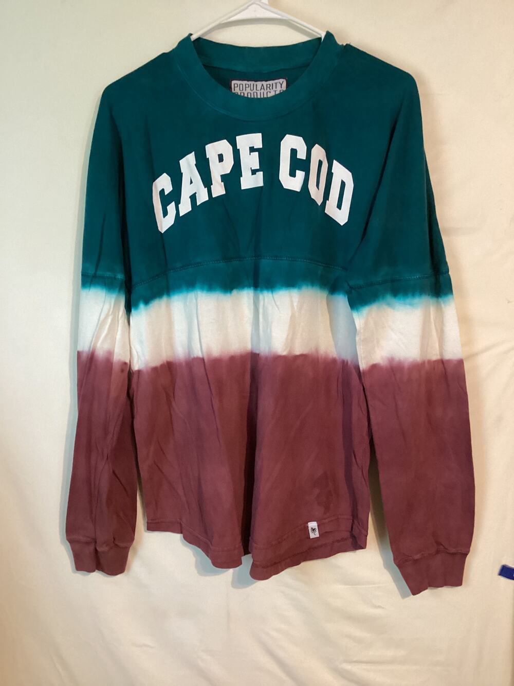 4588 Popularity Products Long Sleeve Tie Dye Green White Maroon Shirt Medium